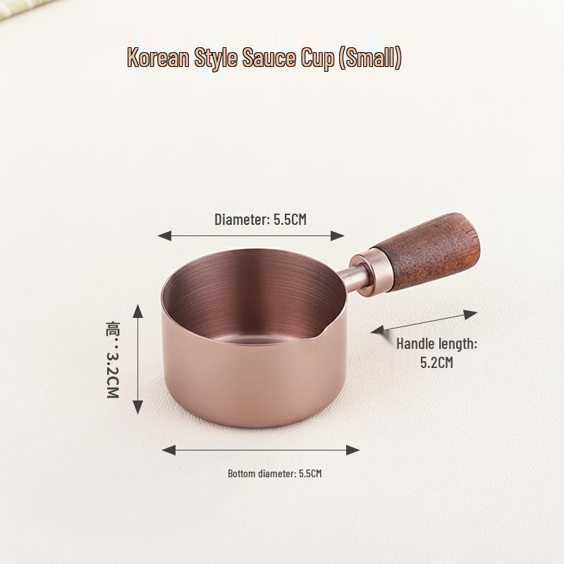 304 Stainless Steel Wooden Handle Sauce Measuring Cup for Western Cuisine