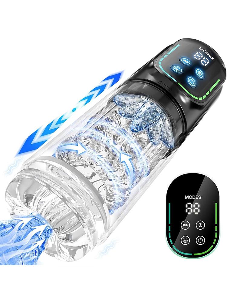 Automaatne Tõukav Pöörlemine Meeste Masturbaator Imev Lakkumine LCD Vaakumpenise Pump Vesi SPA Reaalne Taskupill Sekslelud Meestele