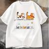 Korean Style Cute Cats Graphic T-shirt Short-sleeved Shirt Versatile Cartoon Kitten Print Casual  Streetwear Top