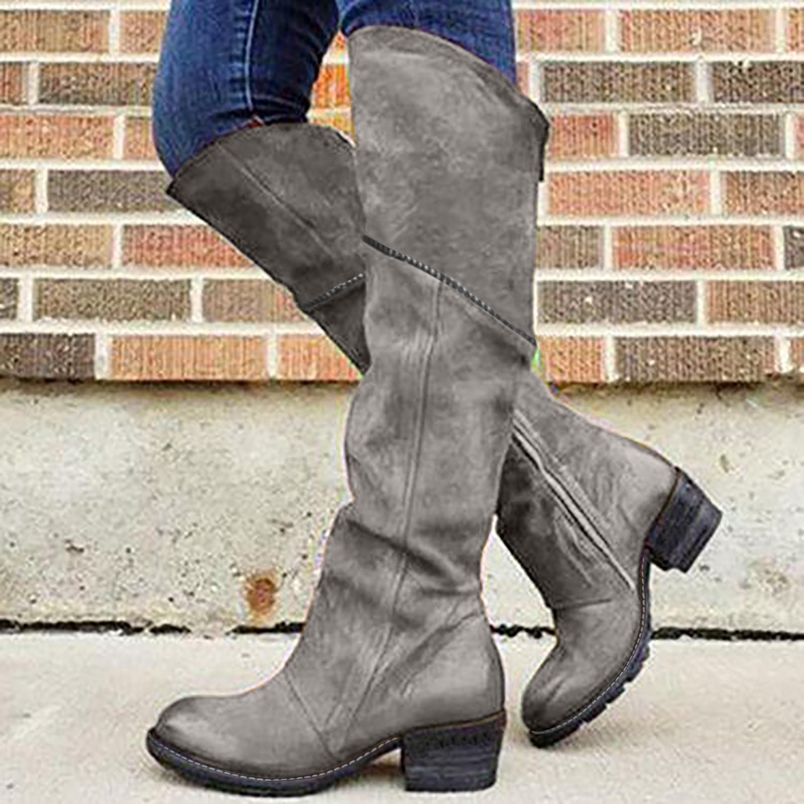 

Womens Boots Winter And Zipper Leather British Long Shoes 40