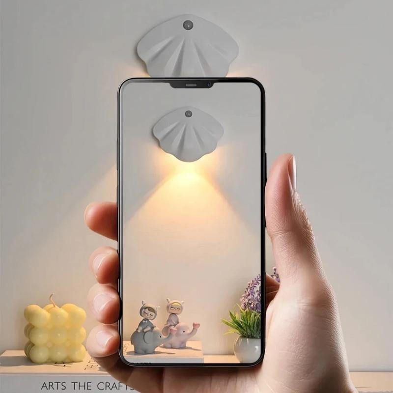 LED Shells Night Light Motion Sensor Light USB Type-C Tricolor Room Decoration Lamp for Corridor Staircase Led Lamp Sensor Light