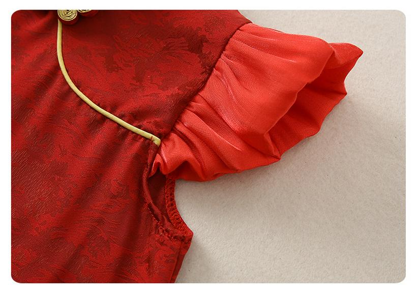 Girls' Summer 2026 Chinese-Style First Birthday Dress – Trendy Retro Design
