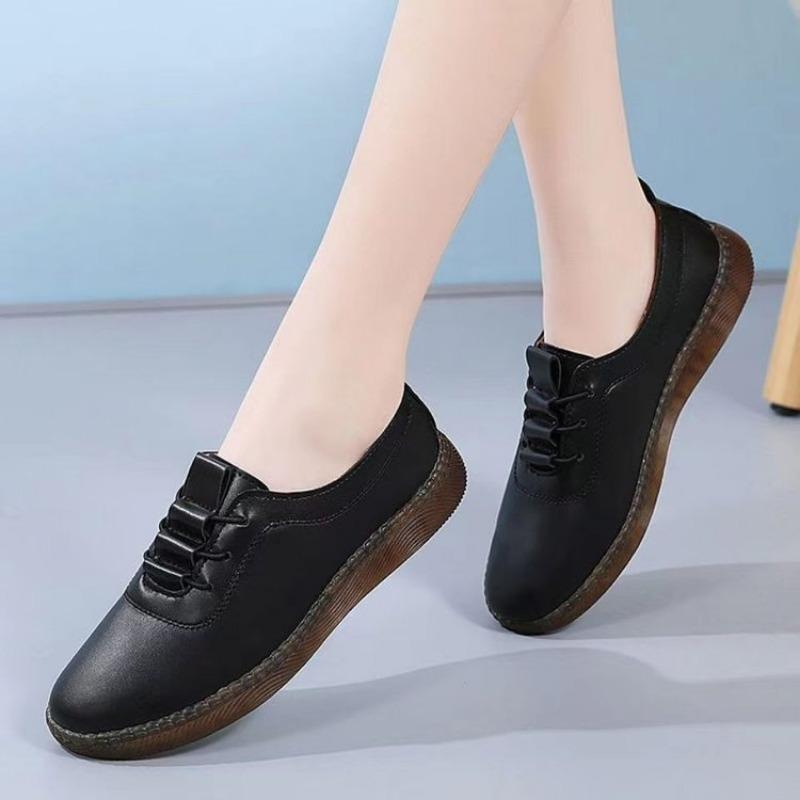 Jednoduchá obuv s měkkou podrážkou, dámská obuv s plochým dnem, protiskluzová kravská šlacha, matka středního věku, lehká, pracovní obuv pro venkovní nošení