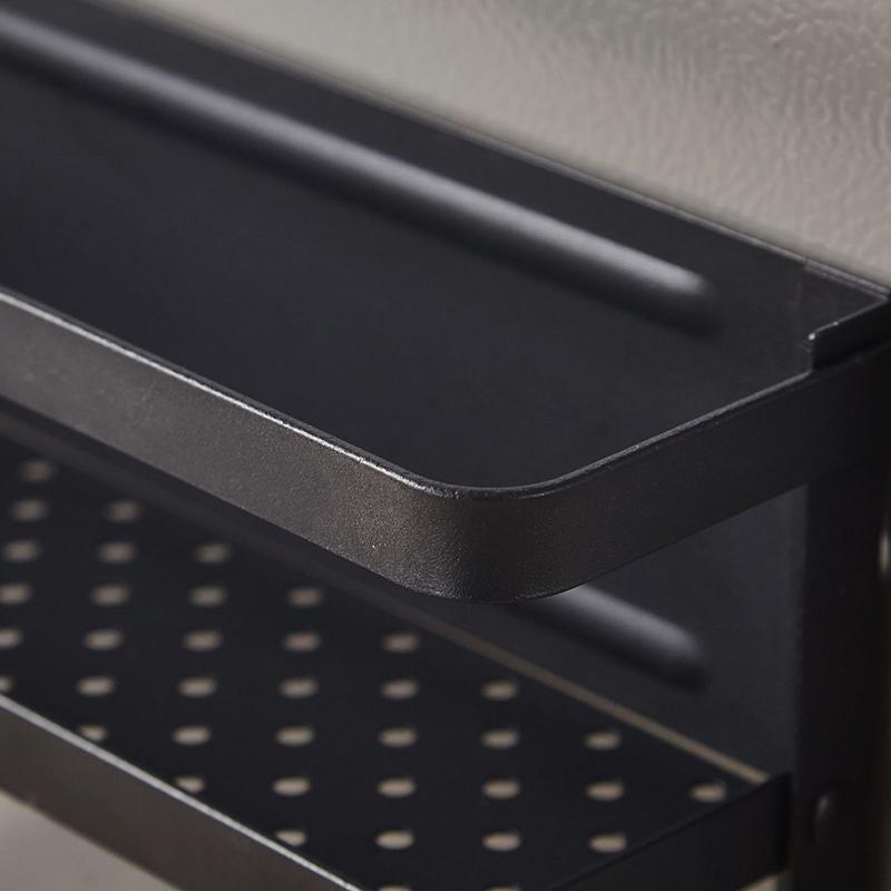 Fridge Magnetic Folding Carbon Steel Storage Rack with Wooden Rod, Size S