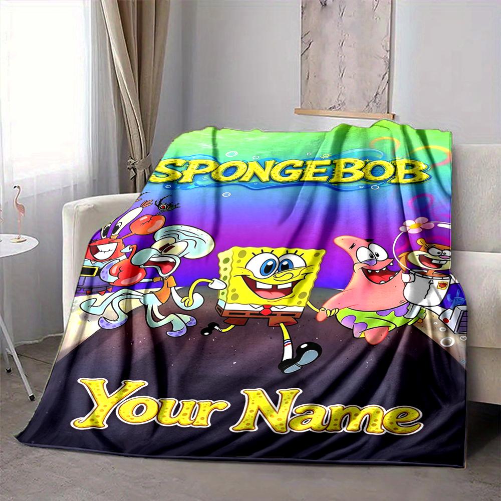 Custom 1Pc Custom Spongebob Friends Fleece Flannel Blanket Soft Warm Cozy Office Throw For Bedroom Couch Travel Birthday Xmas Gift