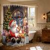 1pc Merry Christmas, Santa Claus print, waterproof shower, privacy curtain with 12 hooks, multiple sizes machine washable