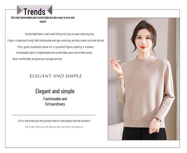 Autumn Thick Knit Lapel Sweater for Middle-Aged Women 50+