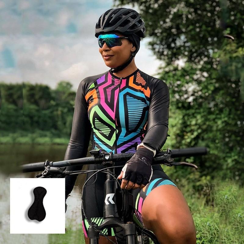 

Women s Triathlon Long-sleeved Jumpsuit Breathable Quick-drying Light Bicycle Sportswear S