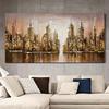 Texture Abstract Panoramic City Skyline Painting Canvas Painting Wall Art Painting Black Gold Artwork Living Decor