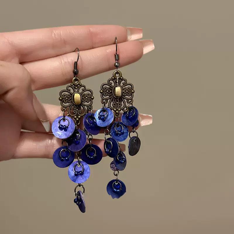 Retro Ethnic Crystal Tassel Earrings: Elegant Water Drop Design for Women
