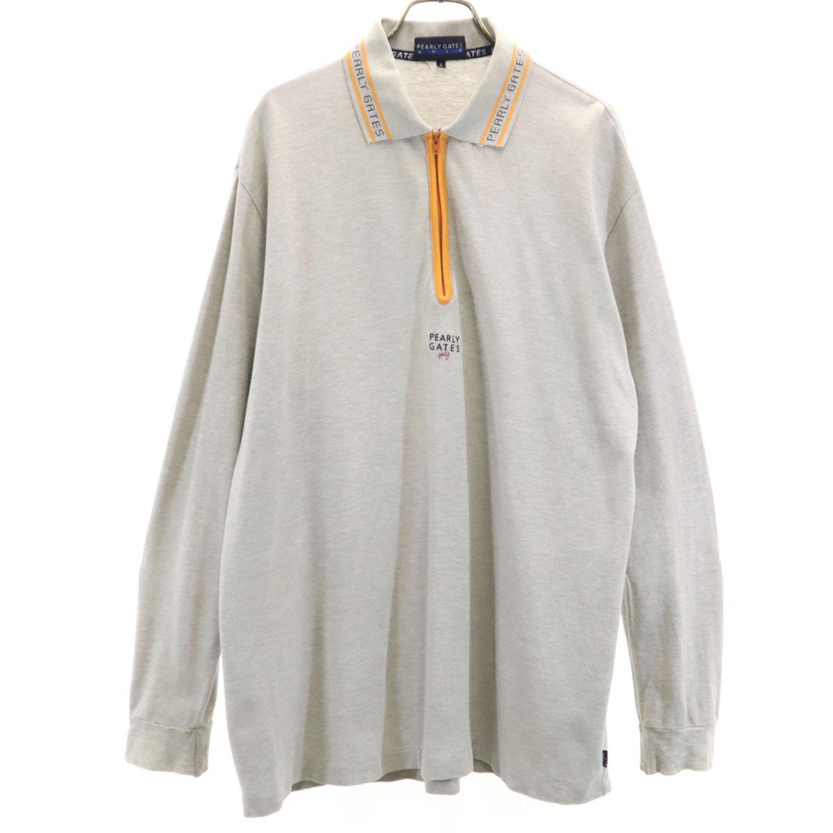

PEARLY GATES golf Long sleeve Polo shirt 4 Gray Kanoko fabric Men s Used