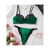 Conjunto de sujetador sexy conjunto sexual verde oscuro lencería de encaje fina sujetador sexual pequeño para pecho grande