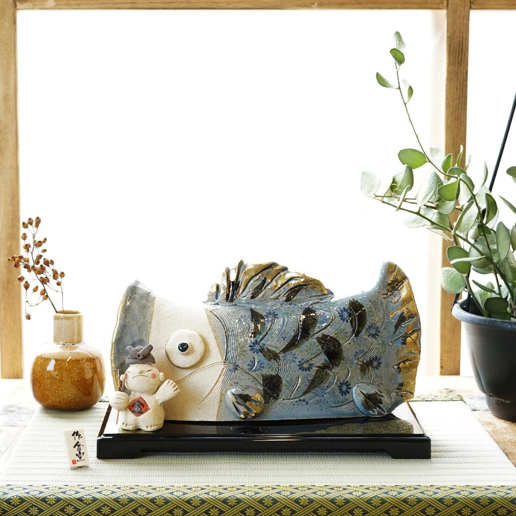 Fukubeya Mino Ware Toyodaigama Extra Large Brave Carp Streamer Tatara May Doll Interior Decoration Gift for Boys' Day