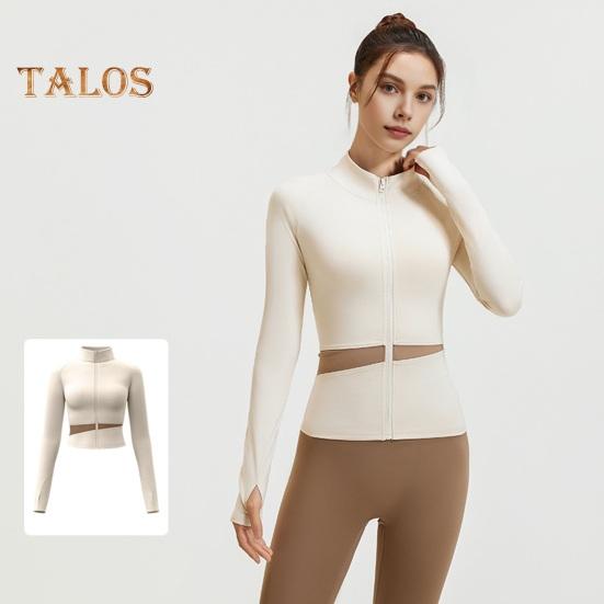 Dámská cvičební bunda na zip, zkrácená jógová bunda s dlouhým rukávem, slim fit, sportovní top na běhání, sportovní oblečení na fitness