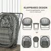 Garden Furniture Set, 3-Piece, Rattan Look, 2 Chairs, 1 Table, Foldable, Grey