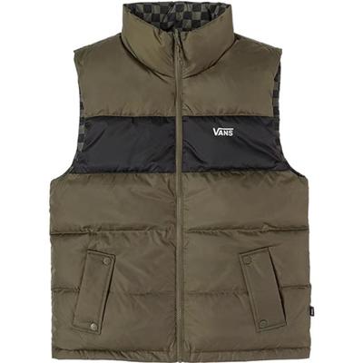 Gilet Piumino Reversibile a Scacchi Color Block Unisex Verde Militare VN000H23KCZ