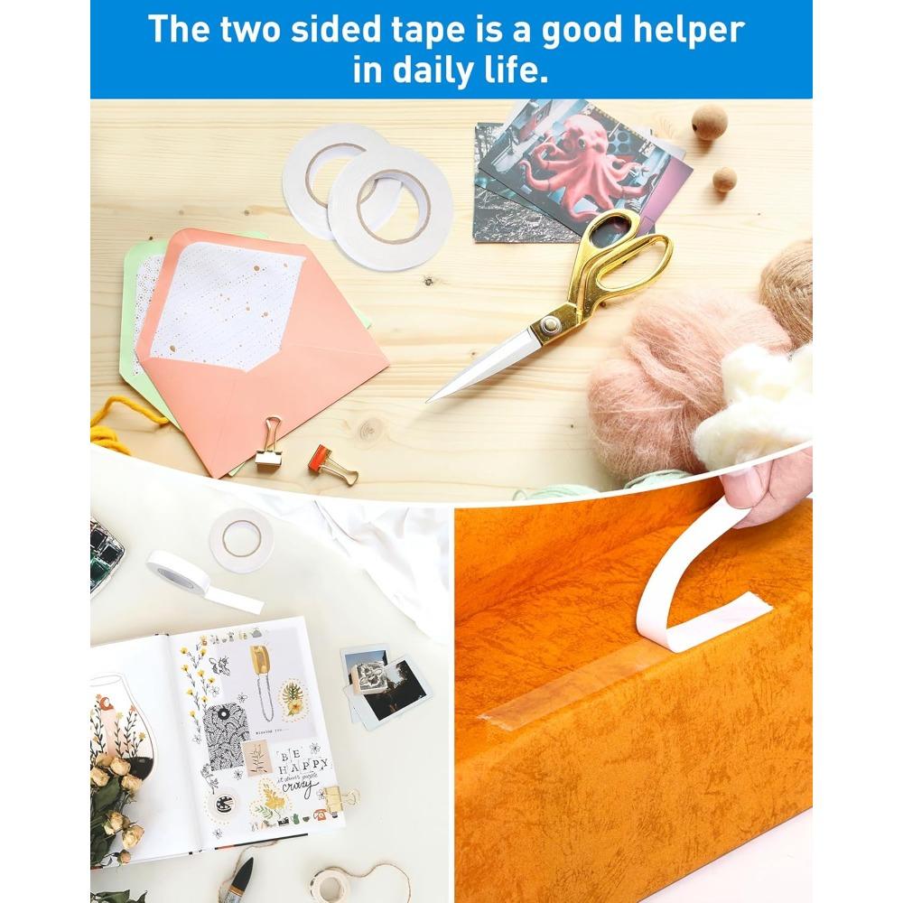 Double Sided Tape Ultra-thin White Strong Sticky Tapes Stickers Super Adhesive Tape Strips for Home Office Supplies