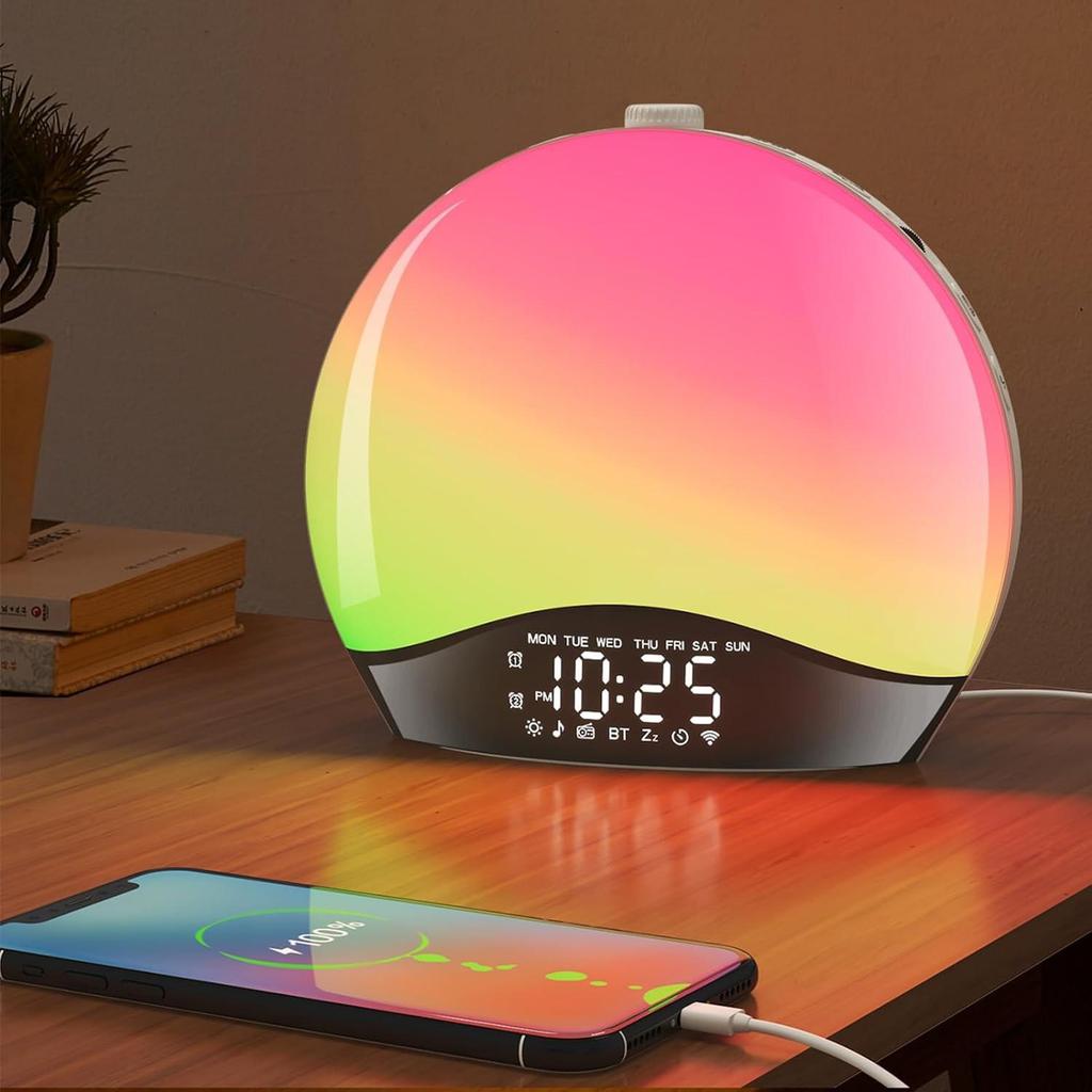 Top-Selling Bluetooth Ambient Light Alarm Clock with Sunrise Simulation and White Noise for Bedroom