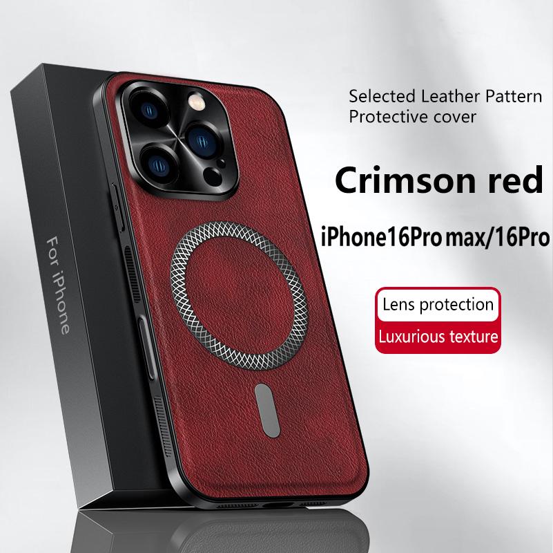 Luxury PU Leather Case For Apple iPhone 16e 16 15 14 13 12 11 Pro Max Plus Magsafe Magnetic Lens Protection Shockproof Cover