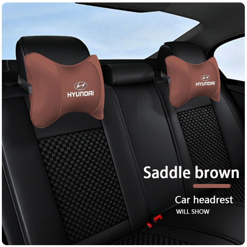High-quality Leather Car Seat Headrest Memory Foam Comfort Pillow Auto Interior For Hyundai NLINE Genesis I30 I20 I10 Venue Getz PP18