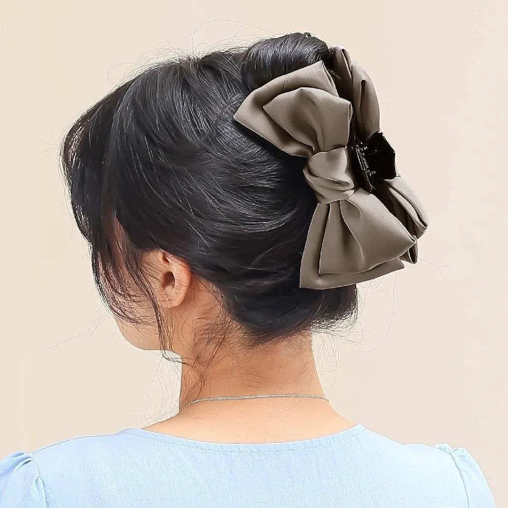 Hair clip silk ribbon cocoa woman adult