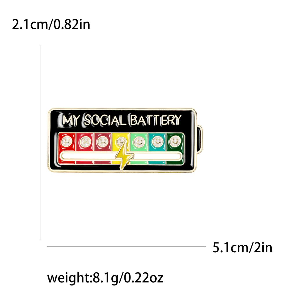Fashion Cartoon Mood Battery Brooch Niche Personalized Pin Women'S Clothing Accessories Corsage Matching