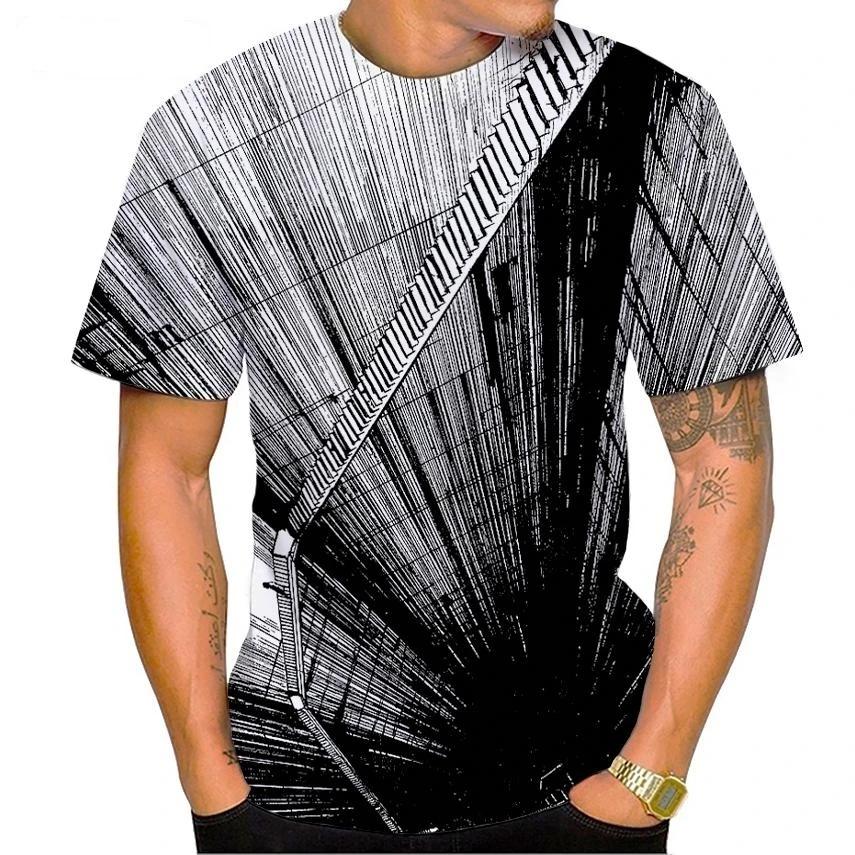 Fashionable 3D printed men's casual hip-hop cool T-shirt funny short sleeved T-shirt