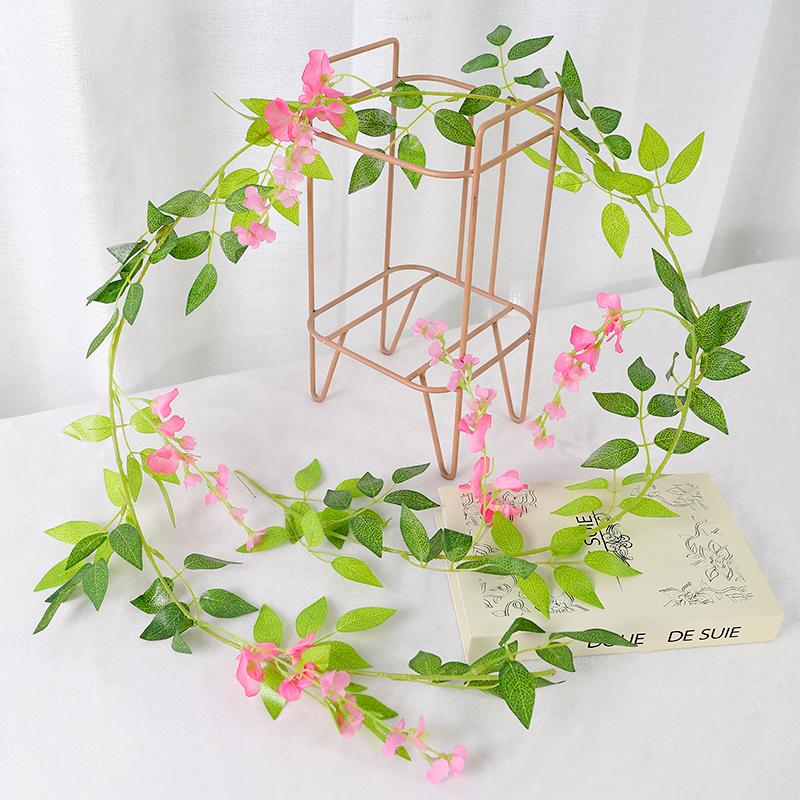1.9M Artificial Wisteria Flowers Garland Vine Silk Hanging Flower for Home Garden Outdoor Ceremony Wedding Arch Floral Decor