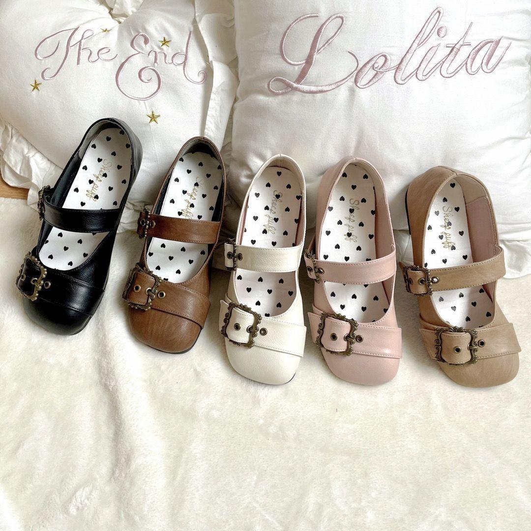 

Французские одинарные туфли женские плоские туфли-балетки для通勤, нежные вечерние туфли с юбкой, туфли Мэри Джейн с пряжкой на одно слово 40 чёрный