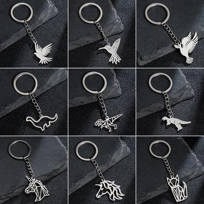 Stainless Steel Cartoon Dinosaur & Unicorn Keychain Pendant Series.