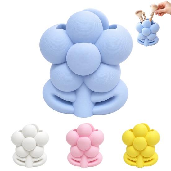 Flower Shaped Pen Cup 3D Printed Storage Holder for Makeup Brushes and Pens, Decorative Minimalist Desk Organizer Floral Organizer, Creative