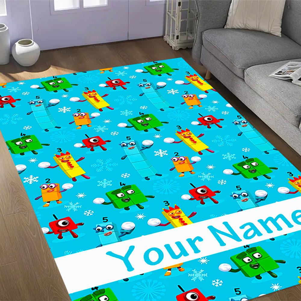 Tappeto da pavimento con blocchi numerici Inverno Divertente Nome Personalizzabile Tappeto per Ufficio Design per Stanze dei Giochi Camere da Letto Ingresso Tappeto Antiscivolo per Esterni Ufficio Arredamento per la Casa