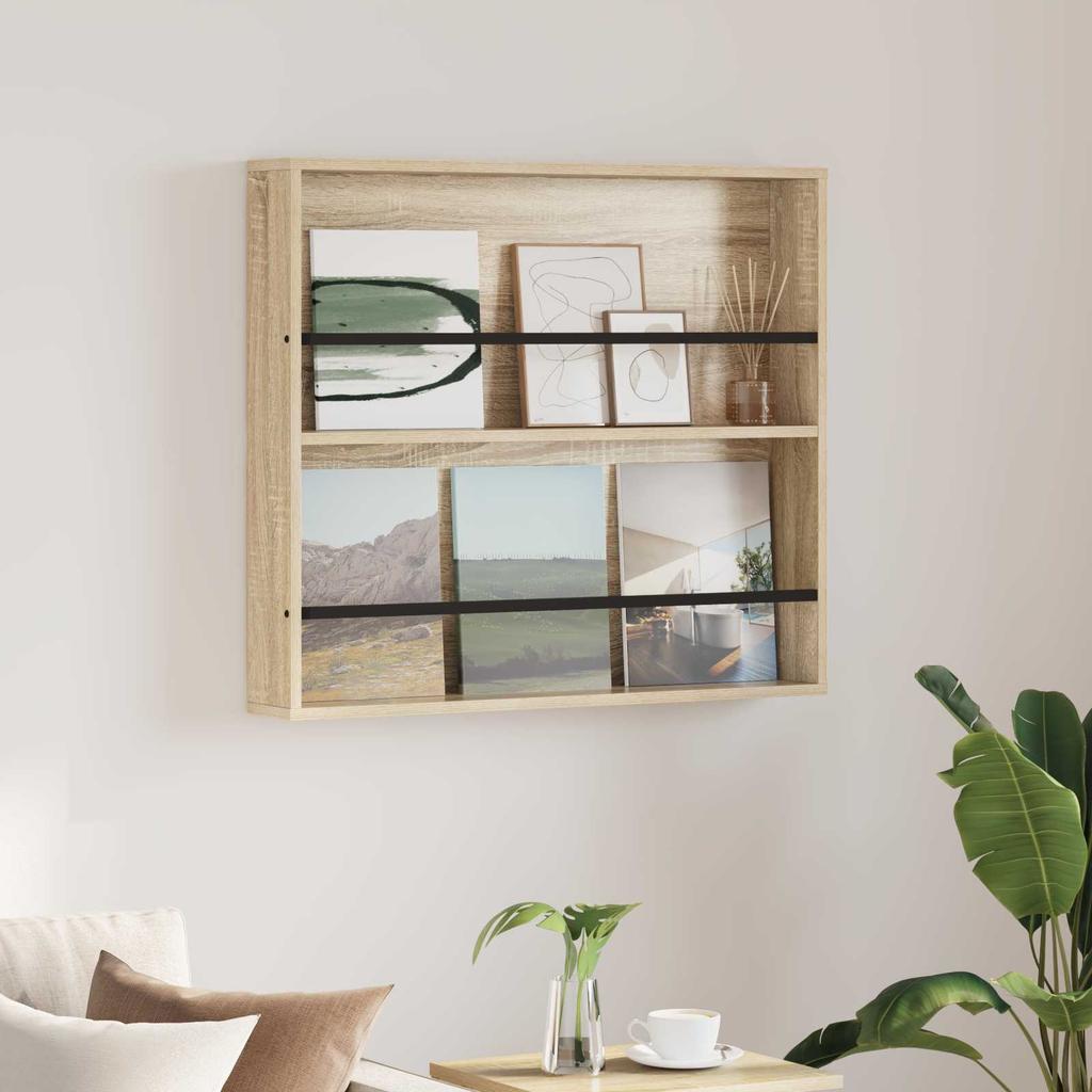 Magazine Rack Sonoma Oak 80 x 12 x 70 cm Particleboard