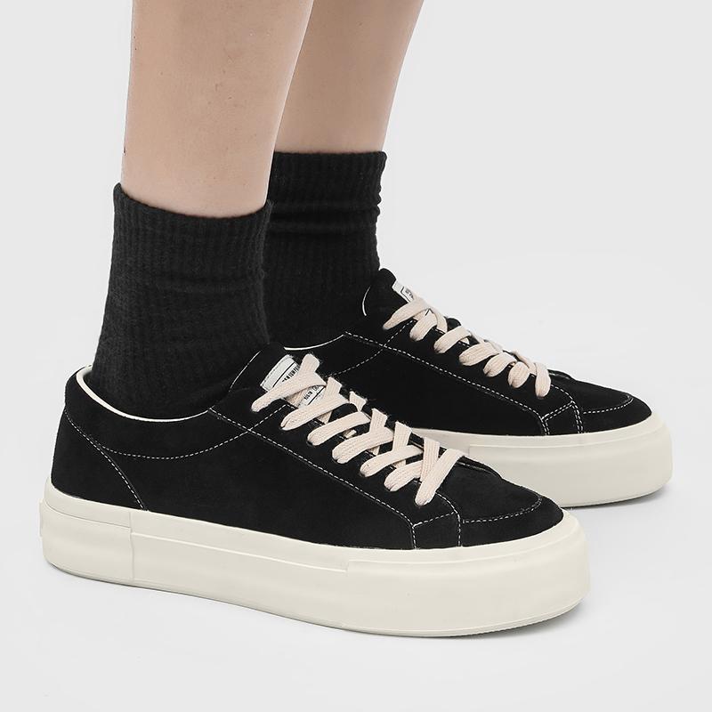 Fashion Brand Genuine Leather Mens Sneakers Trend Casual Leather Outdoor Walking Board Shoes Fashion Lace-Up Non-slip Vulcanized Shoes