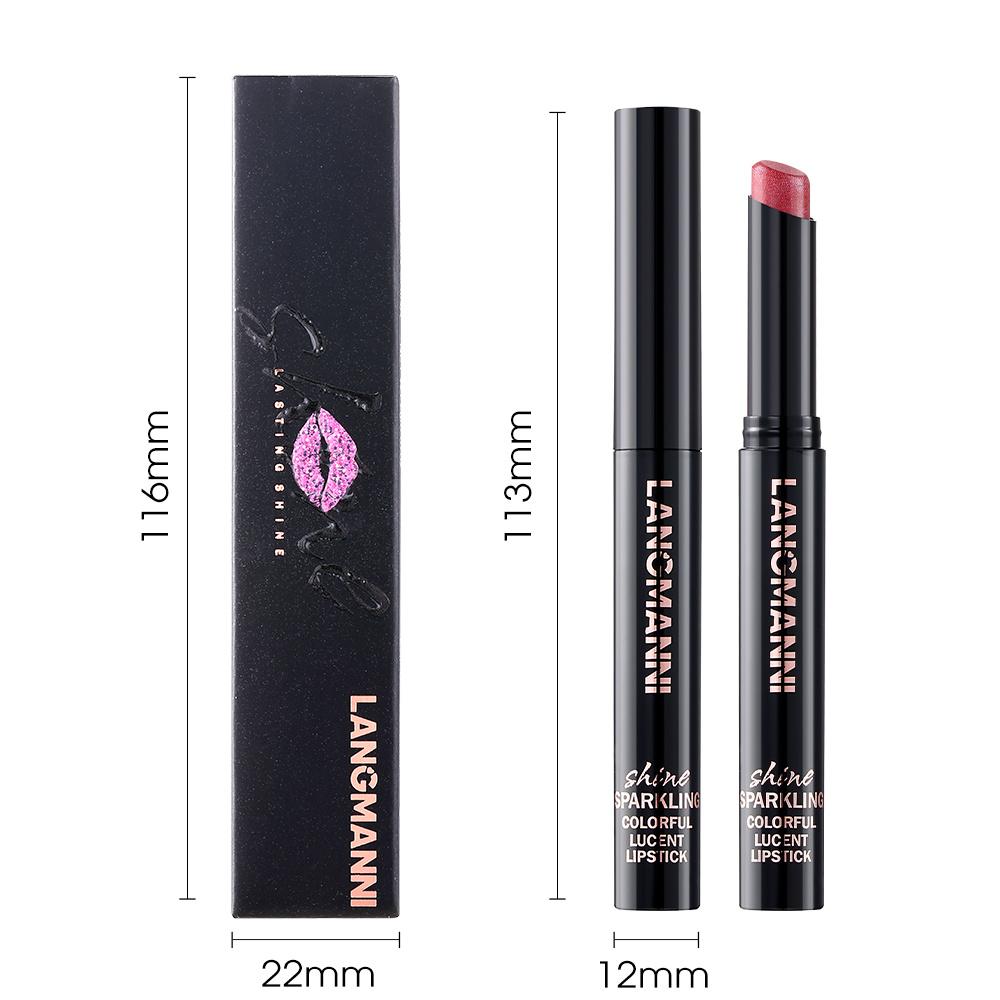 Pearlescent Lipstick,Silky Fine Glitter Lipstick Non-stick Cup Long-lasting Moisturizing Lipstick Non-fading Glitter Lipstick 10 Colors