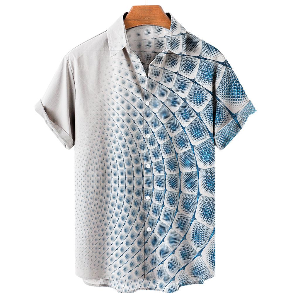 Summer Large Size Men's Casual Fashion 3D Digital Printing Short Sleeve Shirt Men's