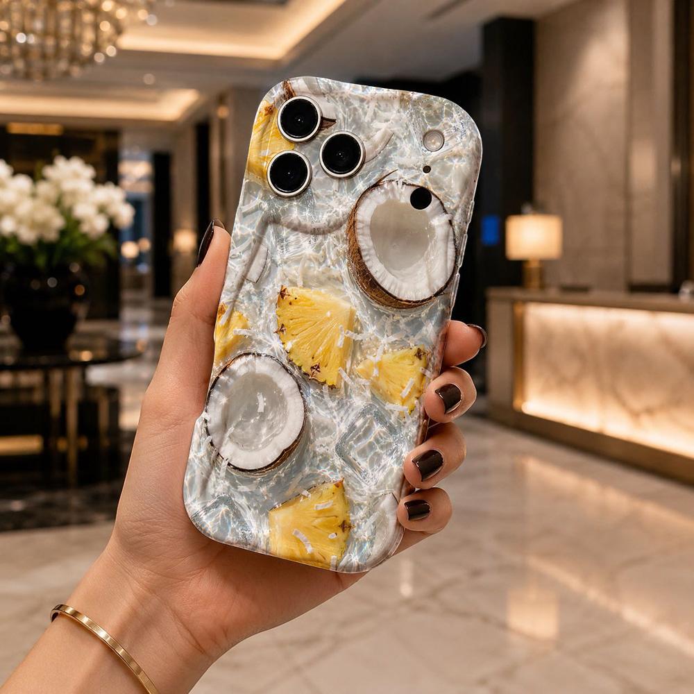 Tropical Coconut Pineapple Phone Case Summer Fruit Hard Cover for iPhone Shockproof Protection Birthday Christmas Halloween Holiday Gift