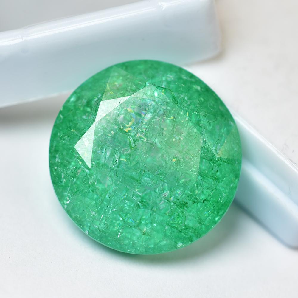 Certified Natural GREEN Emerald 40.85 Ct Brilliant Round Cut Loose Gemstone