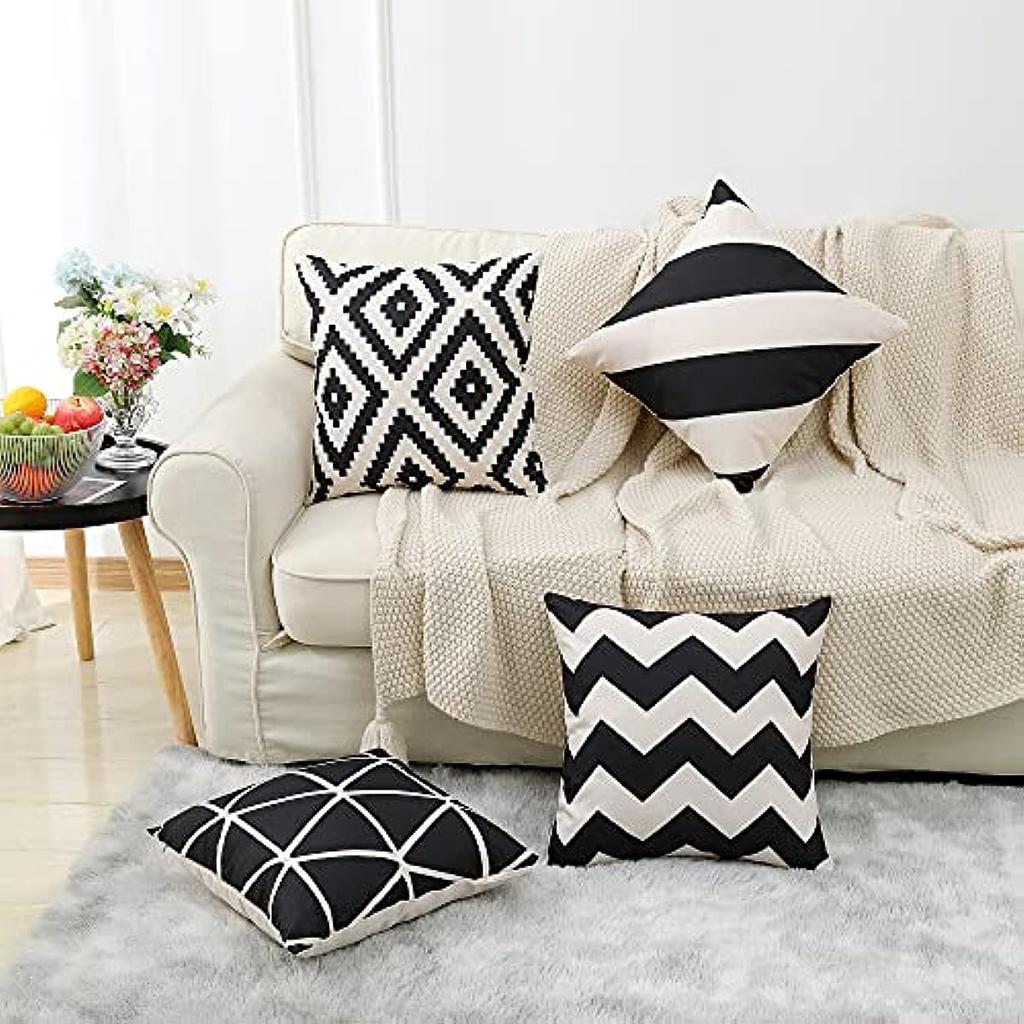 Cushion Cover 45X45Cm, Modern Cushion Cover Pillowcase Decorative Sofa Car Bed Chair Geometric Linen