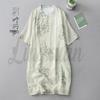 Chinese Style Fresh Age-Reducing Qipao Dress: Stand Collar, Diagonal Placket, Slim-Fit, Mid-Sleeve, Summer Cotton-Linen Blend for Women.