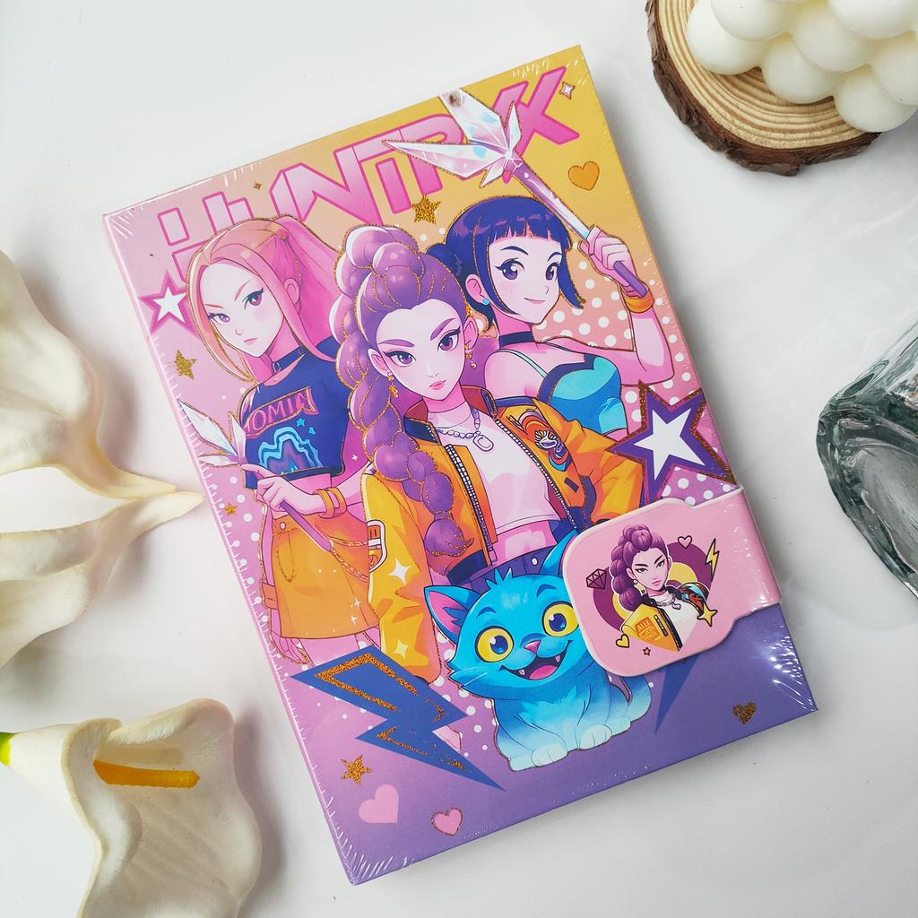 High-Value K-POP Demon Hunters HUNTRIX Magnetized Buckle Notebook, Colorful Page Journal, Student Stationery & Festival Present
