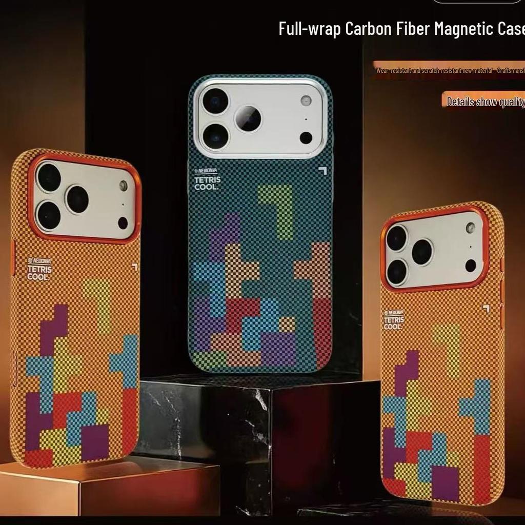 Apple 17 Pro Max Kevlar Magnetic Case: iPhone 16 Frosted Carbon Fiber Texture 15 Protective Cover
