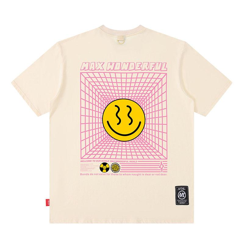 European And American Smiley Face Printing Street Tide Brand Casual Loose Cotton Short-Sleeved T-Shirt Men'S And Women'S High Street