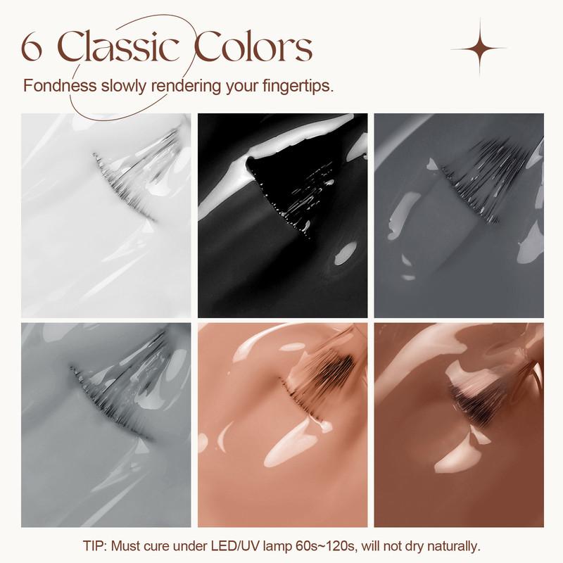 ROSALIND Stylish Nail Gel Polish Set 6PCS Kits Semi Permanent For Beauty Nail Supplies Cured With UV Lamp Base Top Gel Varnish