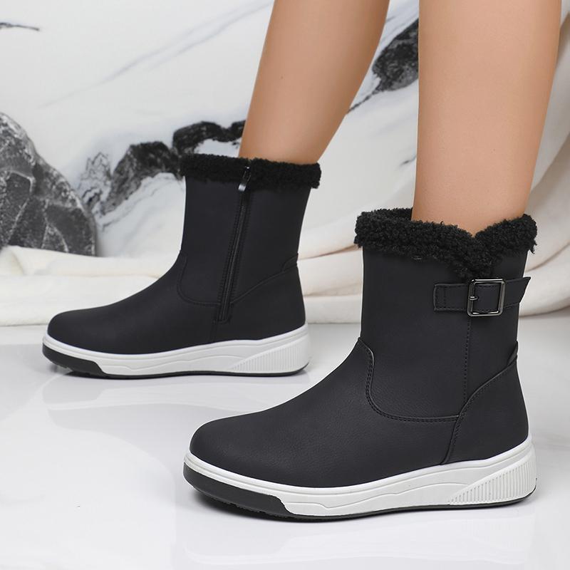 Mode Damen Schneestiefel Winter Damen Stiefeletten Dick Plüsch Rutschfest Oberschenkelhohe Stiefel Mode Warm Fell Damen Kurz Botas