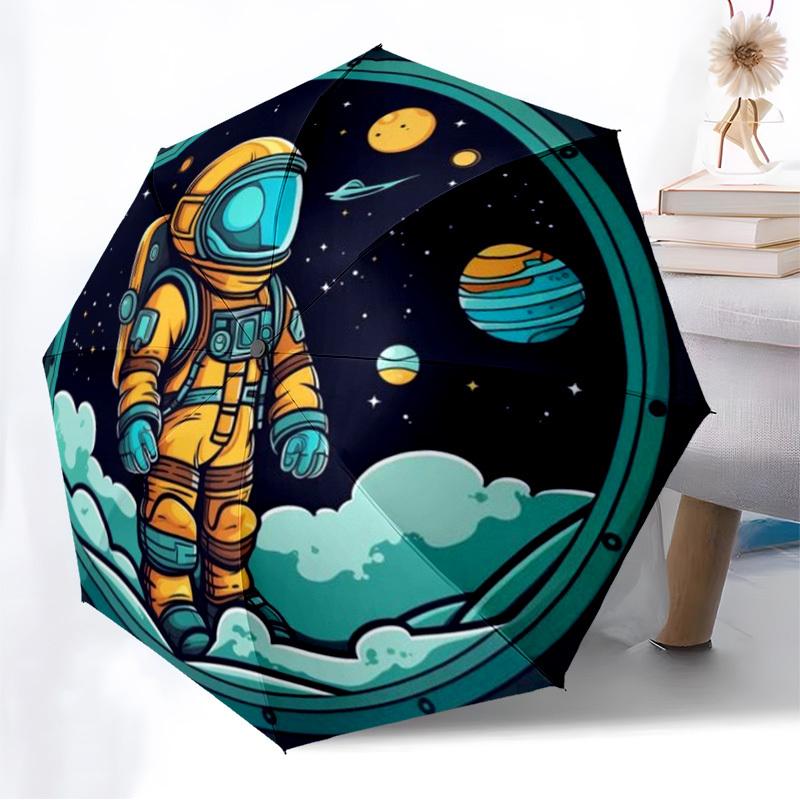 1pc Astronaut, Space Exploration Automatic Open/Close Umbrella, Folding Compact Umbrella with Lightweight Design for Women/Men yy251028237