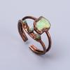 Ausgefallener Äthiopischer Opal Edelstein Kupfer Ewigkeit Elektrogeformter Freundschaftstagsring V-67