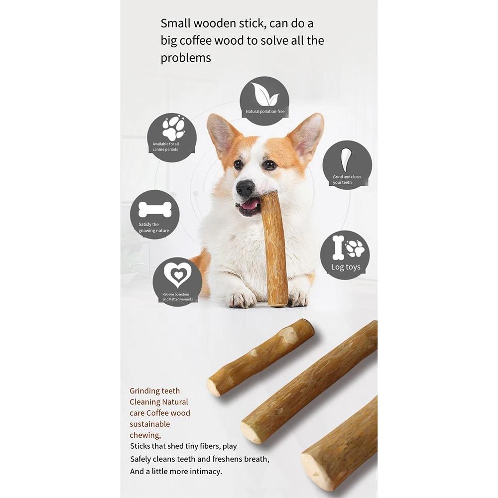 1PC Premium Coffee Wood Dog Chew Toy - Durable, Teeth Cleaning, Breath Freshening, Boredom Relief & Destruction Prevention