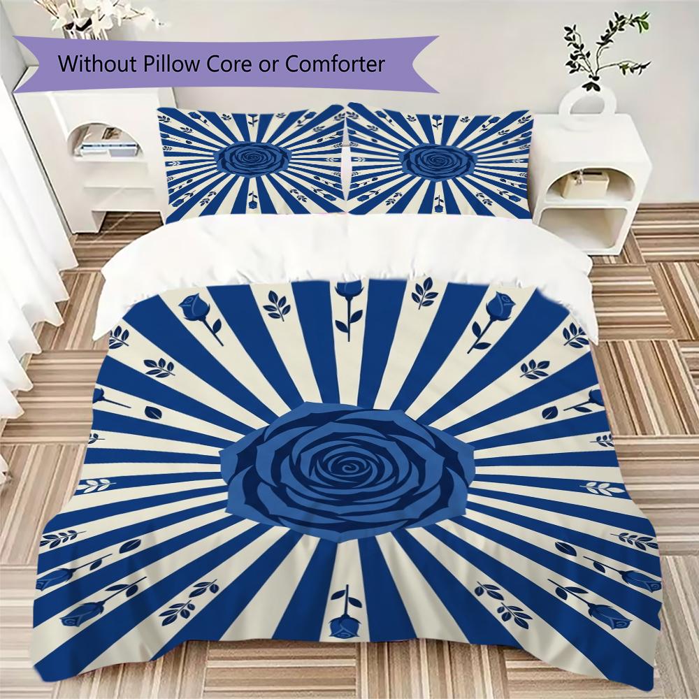 Rose Pattern Bedding uilt Set uilt Cover Pillowcase Home Decoration Birthday Gift (1 * duvet cover + 2 * pillowcase without core)54