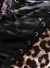Corsé Mini Camisola Gótico Europeo con Cordones de Leopardo
